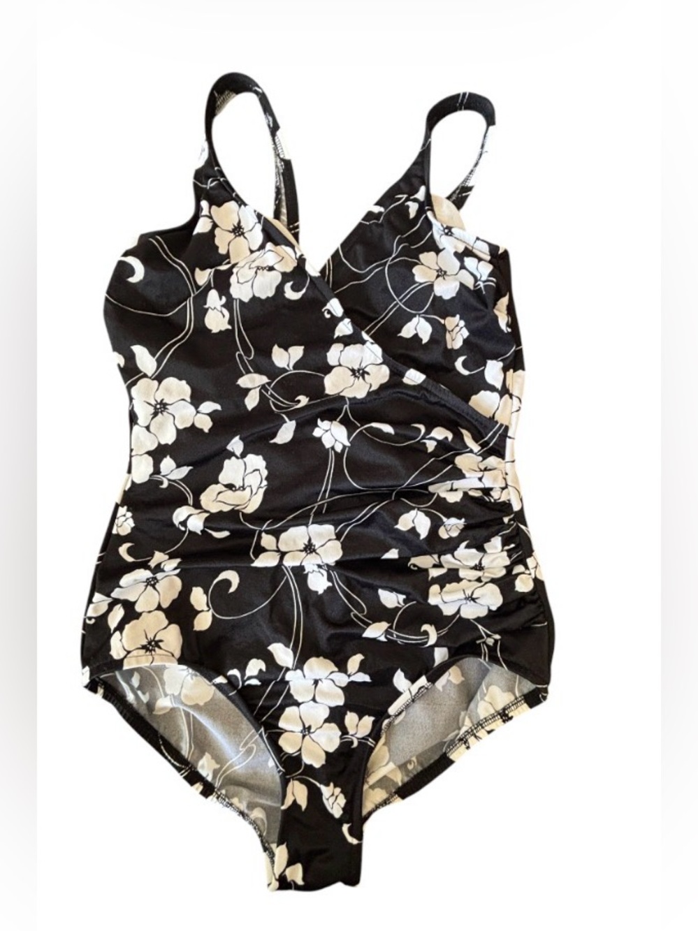Miraclesuit One-Piece Black and White Floral Sanibel Swimsuit Size 16 SKU 22